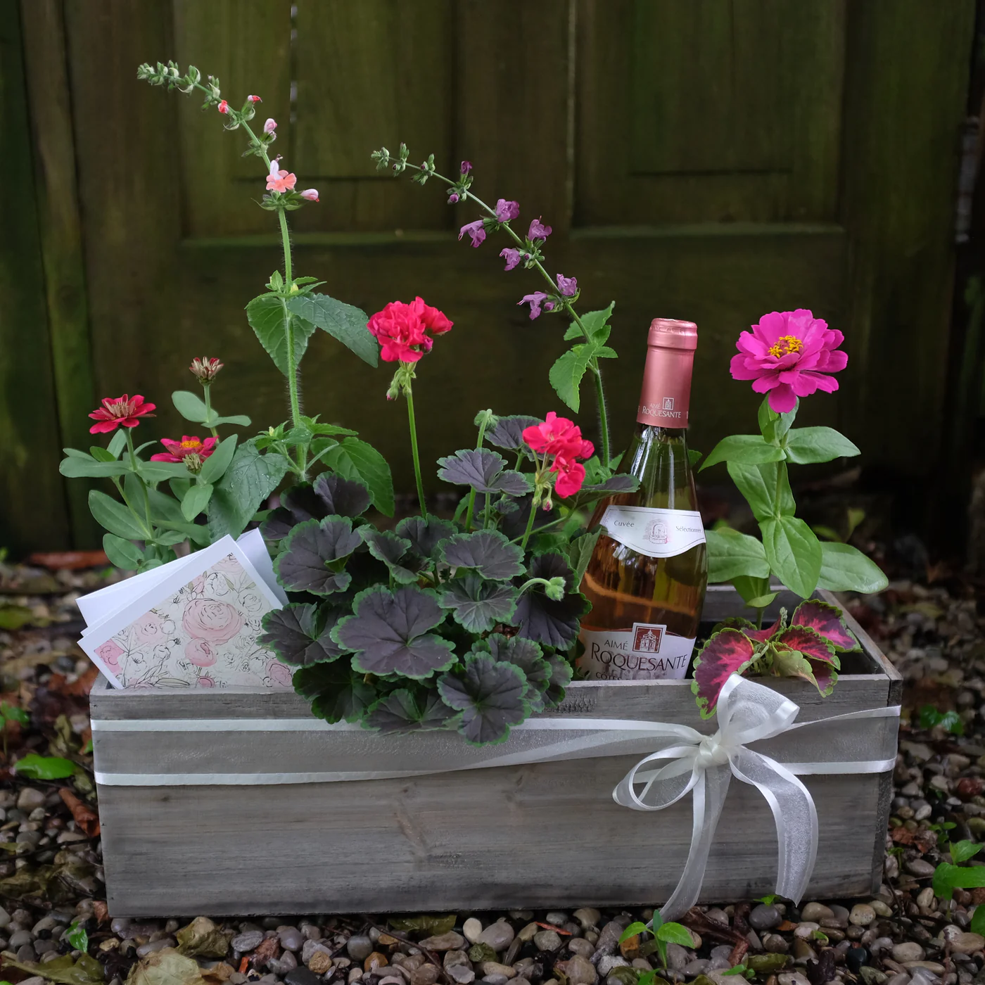 Annual Flowers and Wine Gift Box